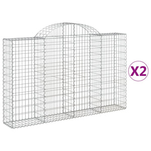 vidaXL Gabions with Arch 2 pcs. 200x30x120/140cm Galvanised Iron