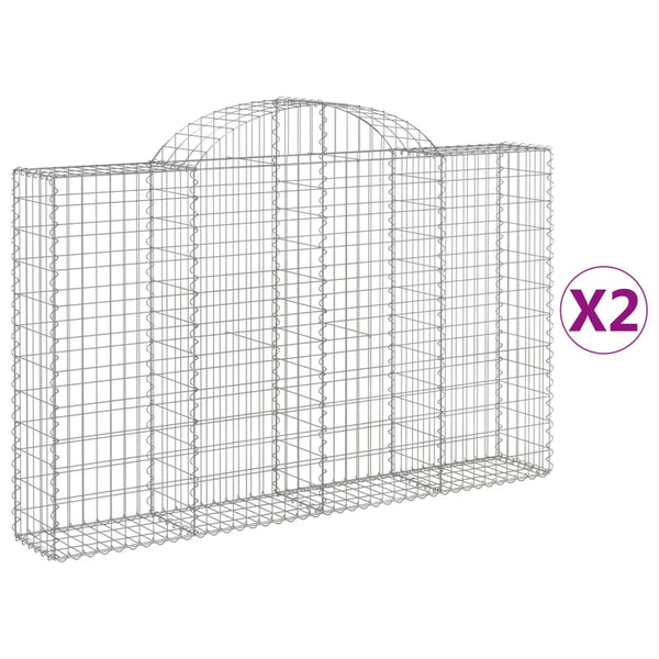 vidaXL Gabions with Arch 2 pcs. 200x30x120/140cm Galvanised Iron