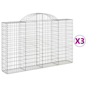 vidaXL Gabions with Arched Top 3 pcs. 200x30x120/140cm Galvanized Iron