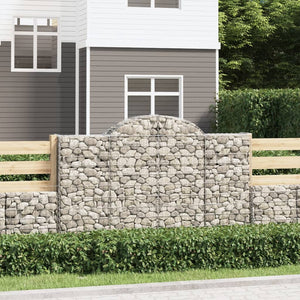vidaXL Gabion Baskets with Arched Top 5 pcs 200x30x120/140cm Galvanised Iron