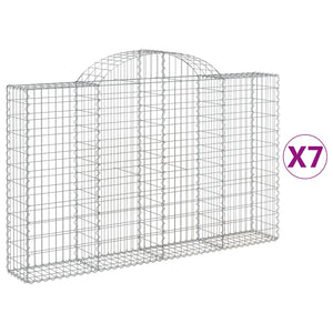 vidaXL Gabions with Arch Top 7 pcs 200x30x120/140cm Galvanized Iron