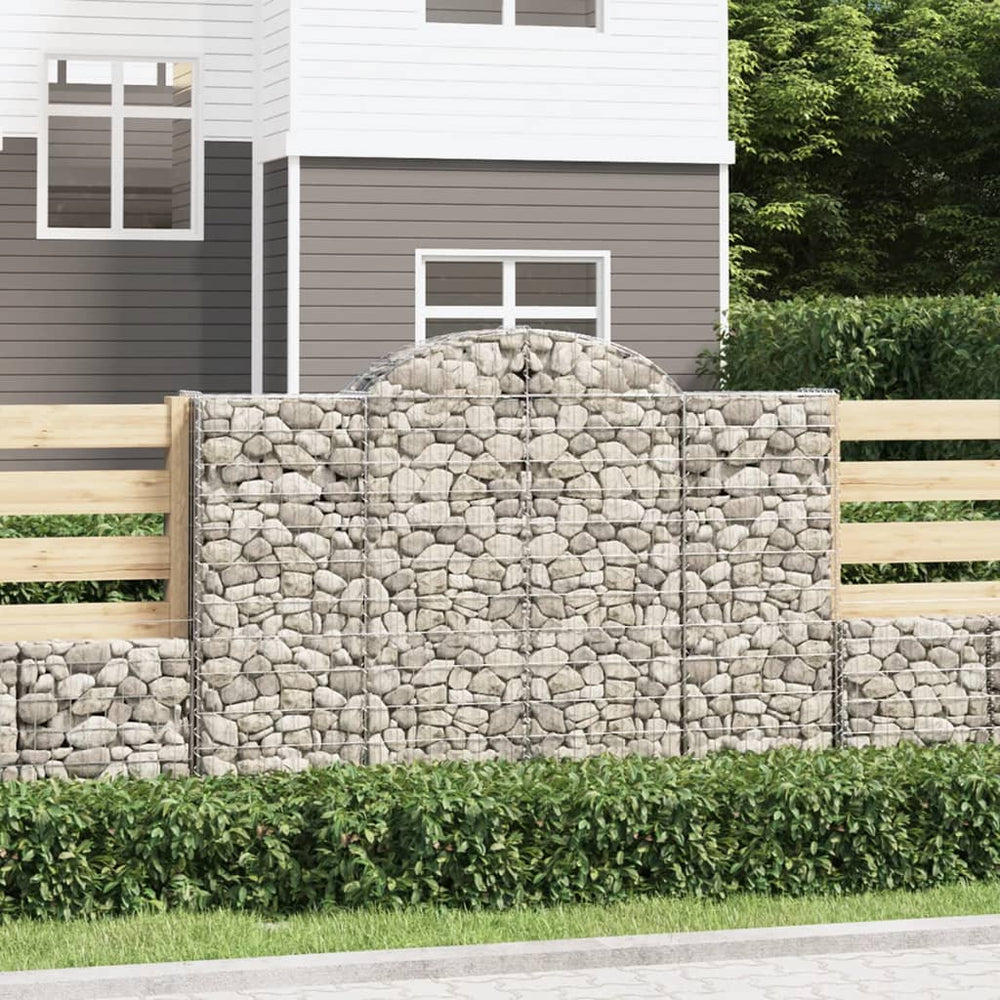 vidaXL Gabions with Arch 2 pcs 200x30x140/160 cm Galvanised Iron