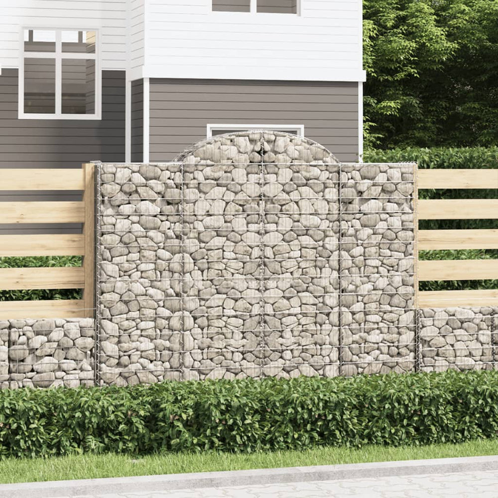 vidaXL Gabions with Arch Top 2 pcs. 200x30x160/180cm Galvanized Iron