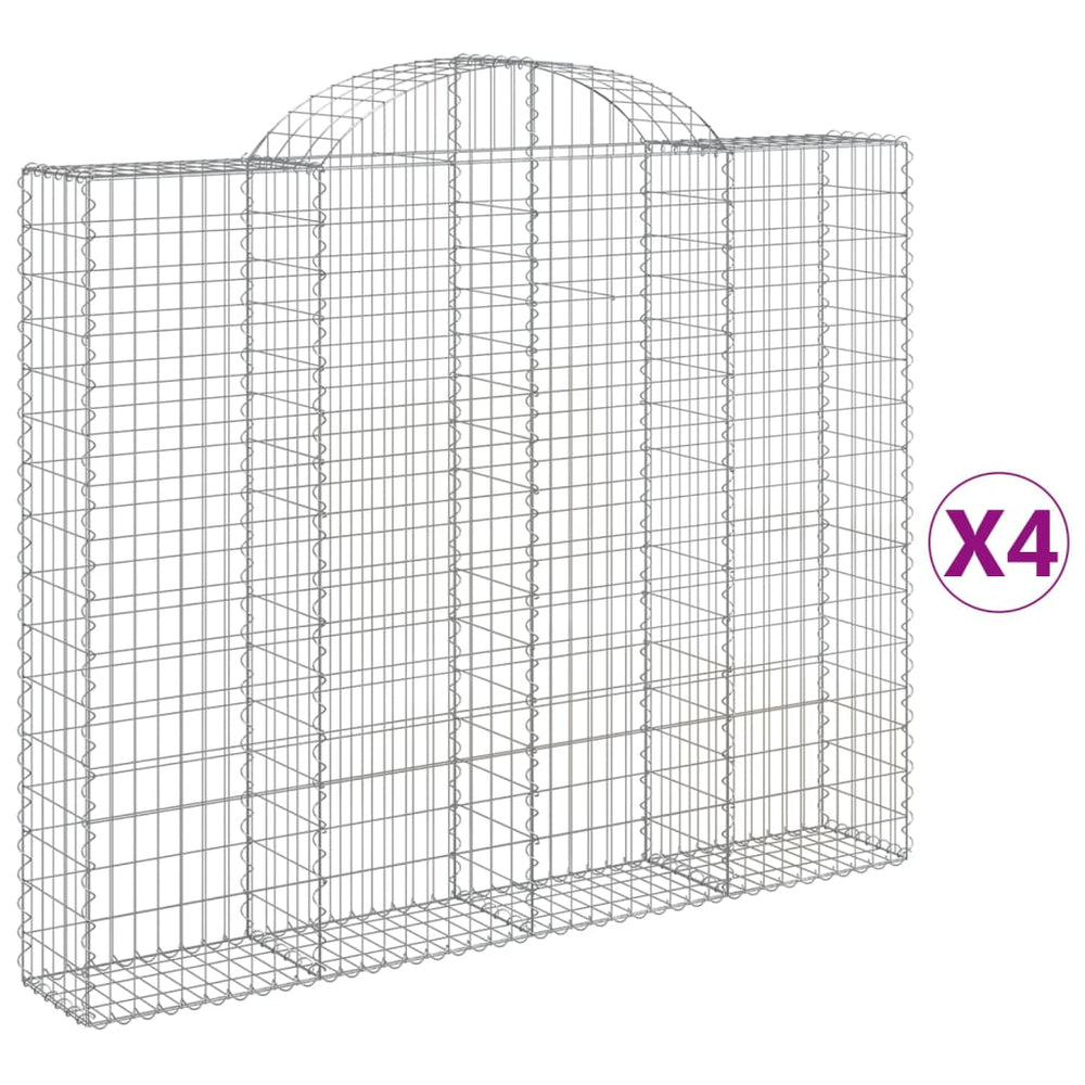 vidaXL Gabion Baskets with Arched Top 4 pcs 200x30x160/180cm Galvanized Iron