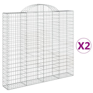 vidaXL Gabions with Arched Top 2 pcs. 200x30x180/200cm Galvanized Iron