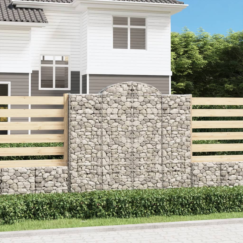 vidaXL Gabion Baskets with Arched Top 4 pcs 200x30x180/200cm Galvanized Iron