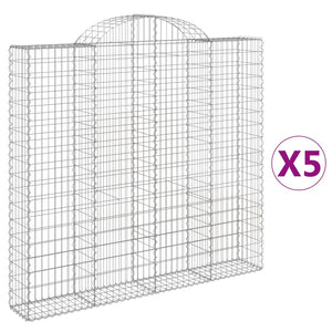 vidaXL Gabions with Arch 5 pcs. 200x30x180/200cm Galvanised Iron