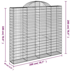 vidaXL Gabions with Arch 5 pcs. 200x30x180/200cm Galvanised Iron
