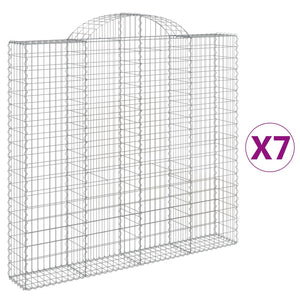 vidaXL Gabions with Arch Top 7 pcs 200x30x180/200cm Galvanised Iron
