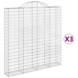 vidaXL Gabions with Arch 3 pcs. 200x30x200/220cm Galvanised Iron