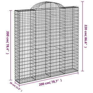 vidaXL Gabion Baskets with High Arch 4 pcs. 200x30x200/220cm Galvanized Iron