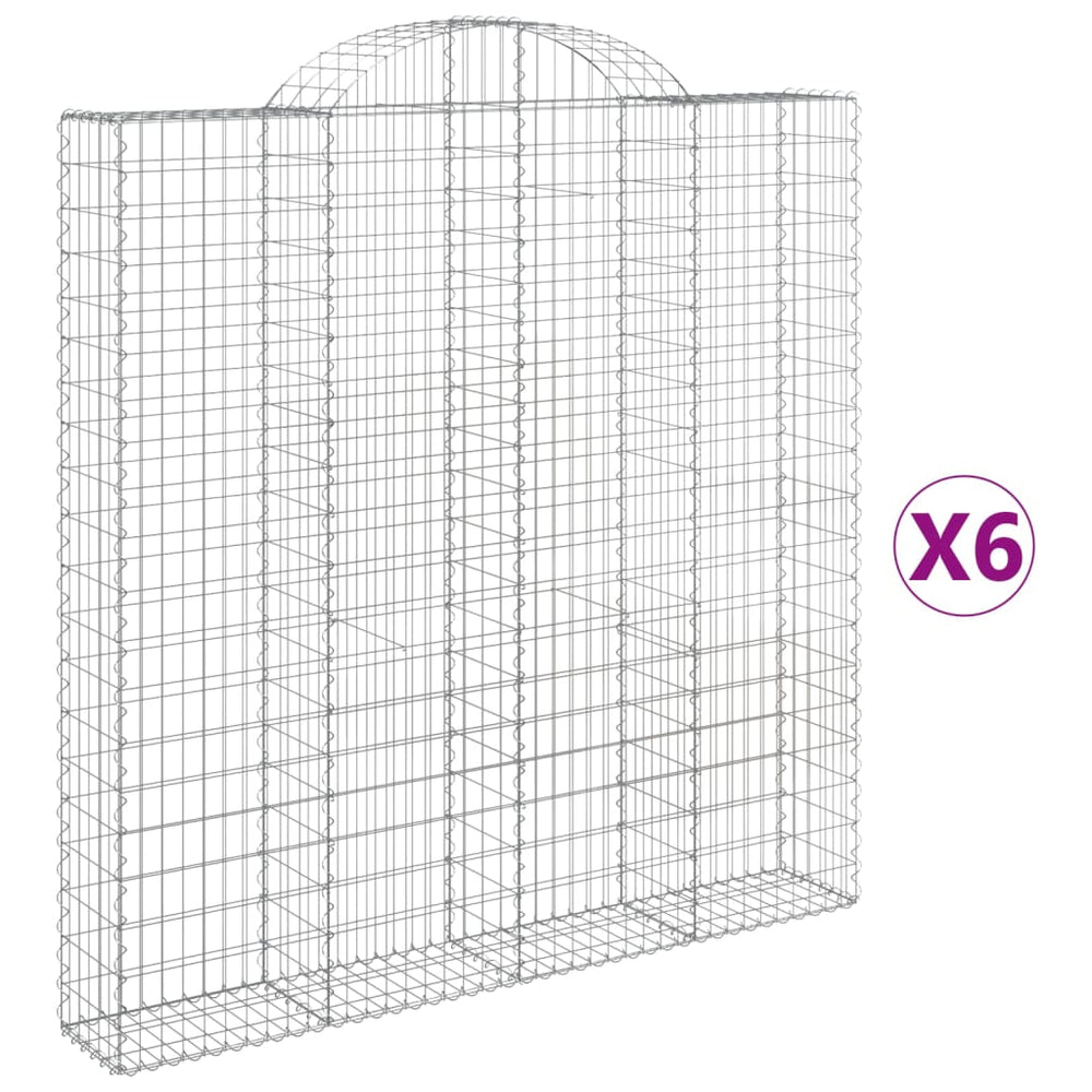 vidaXL Gabions with Arch Top 6 pcs 200x30x200/220cm Galvanised Iron