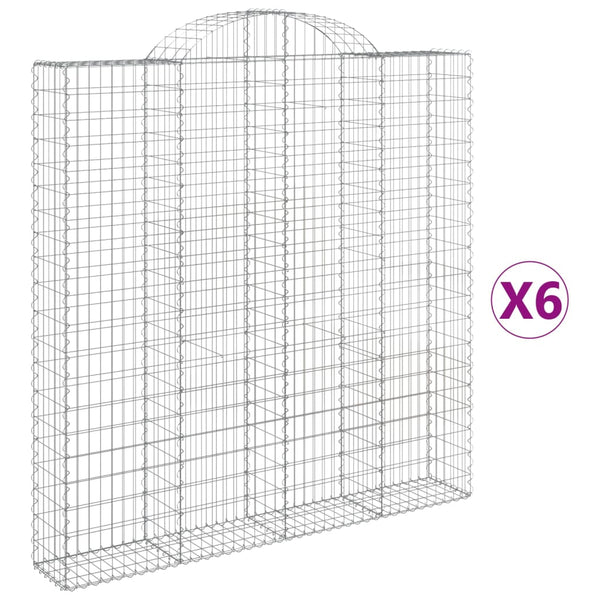 vidaXL Gabions with Arch Top 6 pcs 200x30x200/220cm Galvanised Iron