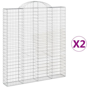 vidaXL Gabion Planters with Arch 2 pcs. 200x30x220/240cm Galvanized Iron