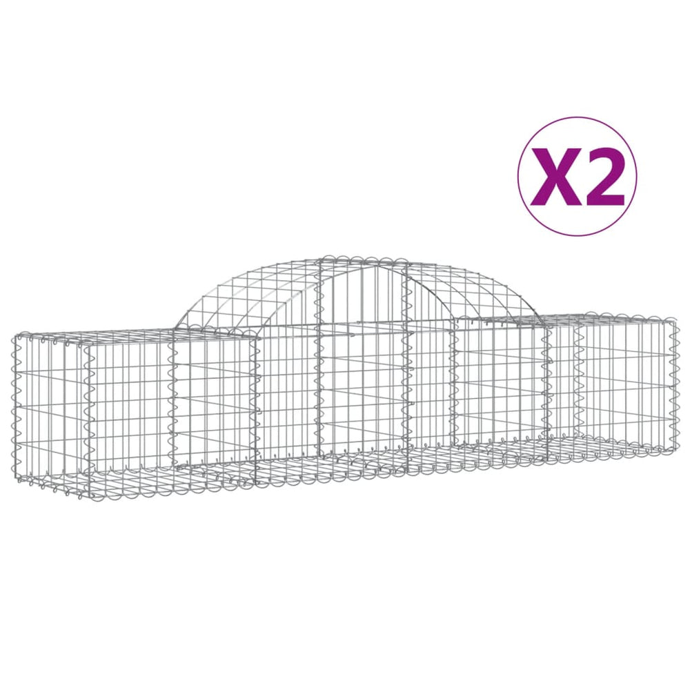 vidaXL Gabions with Arch 2 pcs. 200x50x40/60 cm Galvanized Iron