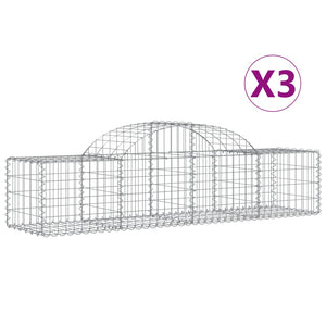 vidaXL Gabion Baskets with High Arch 3 pcs. 200x50x40/60 cm Galvanized Iron