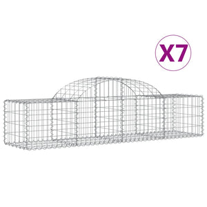 vidaXL Gabion Baskets with Arched Top 7 pcs 200x50x40/60 cm Galvanized Iron