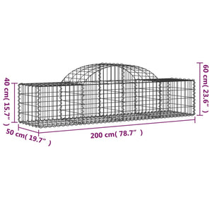 vidaXL Gabion Baskets with Arched Top 7 pcs 200x50x40/60 cm Galvanized Iron