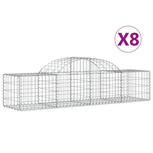 vidaXL Gabions with Arch Top 8 pcs 200x50x40/60 cm Galvanized Iron