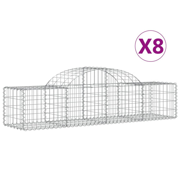 vidaXL Gabions with Arch Top 8 pcs 200x50x40/60 cm Galvanized Iron