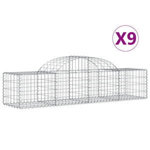 vidaXL Gabions with Arch 9 pcs 200x50x40/60 cm Galvanized Iron