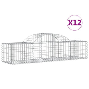 vidaXL Gabions with Arch 12 pcs. 200x50x40/60 cm Galvanized Iron