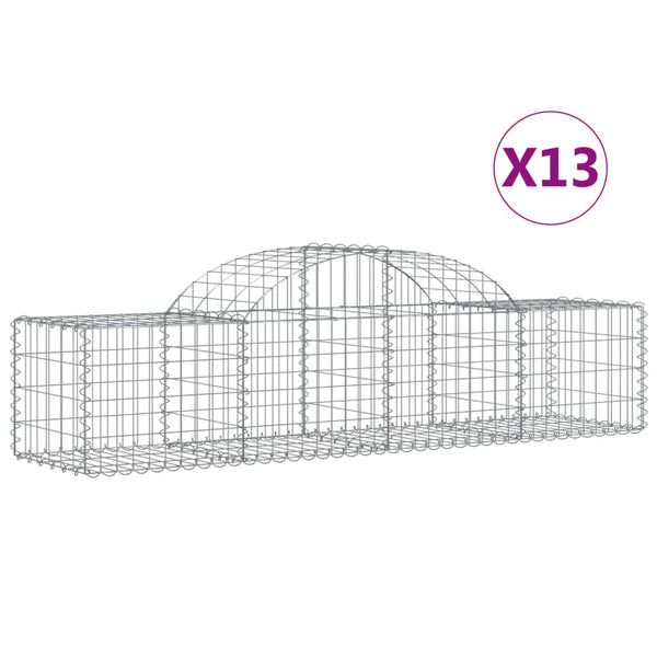 vidaXL Gabions with Arch 13 pcs. 200x50x40/60 cm Galvanized Iron