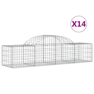 vidaXL Gabions with Arch Top 14 pcs. 200x50x40/60 cm Galvanized Iron