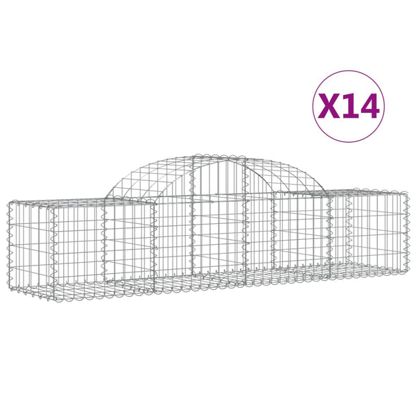 vidaXL Gabions with Arch Top 14 pcs. 200x50x40/60 cm Galvanized Iron