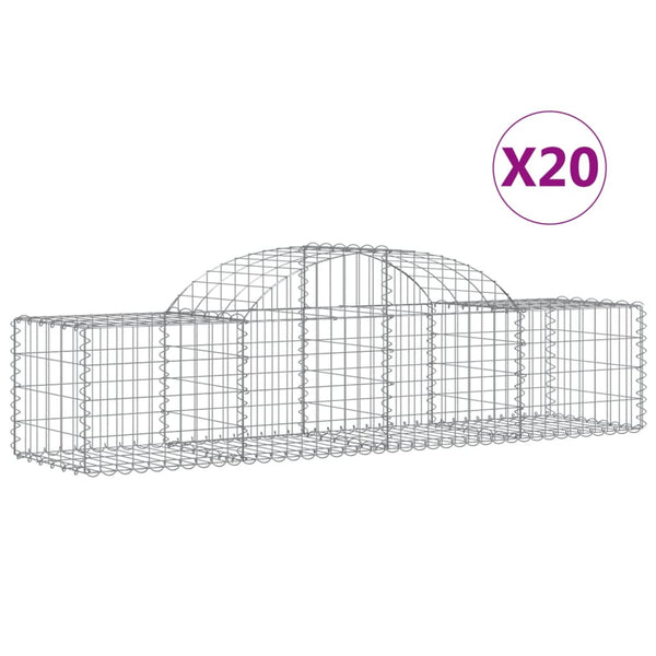 vidaXL Gabion Baskets with High Arch 20 pcs. 200x50x40/60 cm Galvanized Iron
