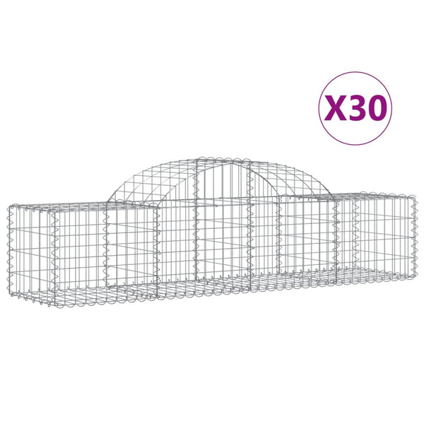vidaXL Gabion Baskets with High Arch 30 pcs. 200x50x40/60 cm Galvanized Iron