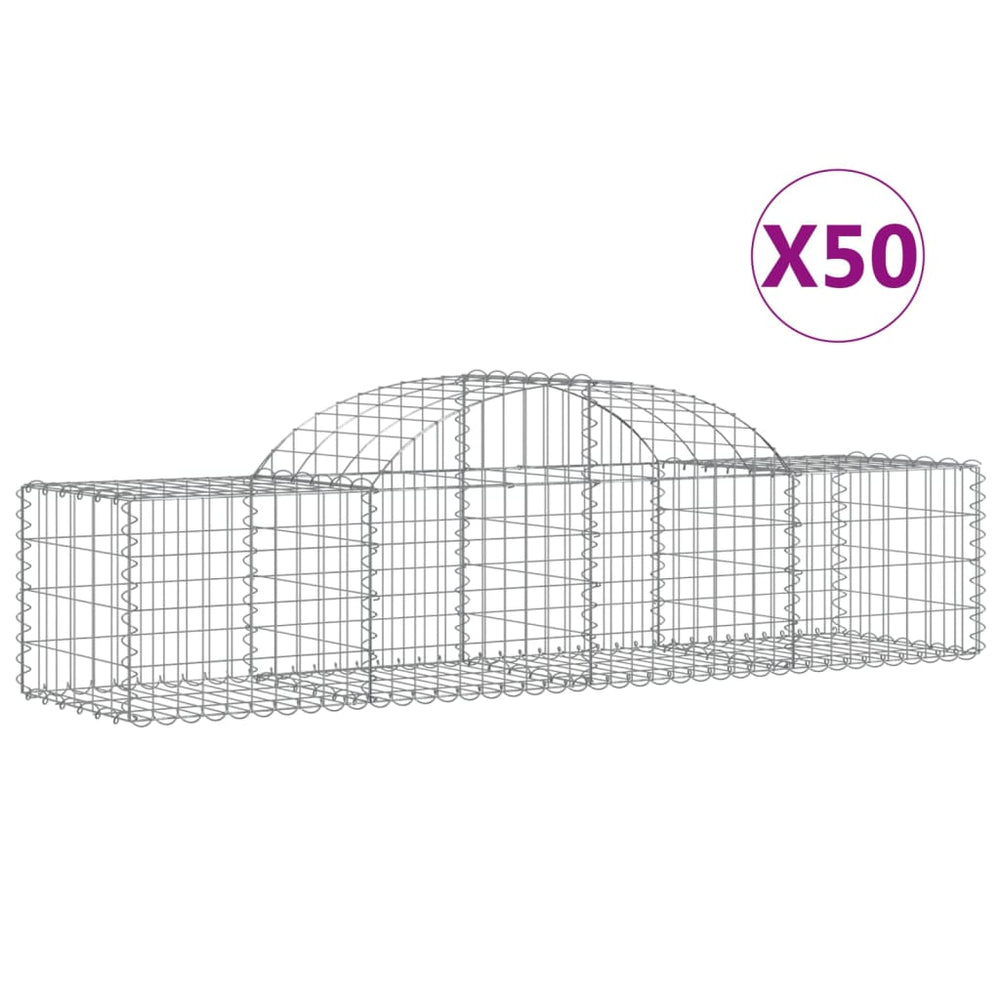 vidaXL Gabions with Raised Arch 50 pcs. 200x50x40/60 cm Galvanized Iron