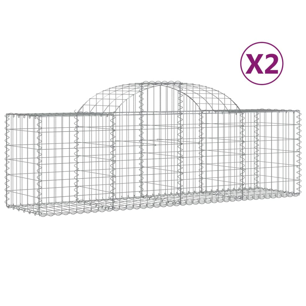 vidaXL Gabions with Arch Top 2 pcs. 200x50x60/80 cm Galvanized Iron