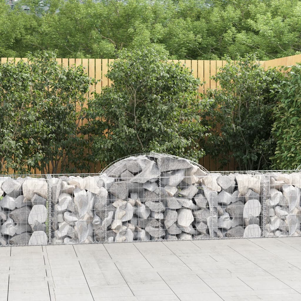 vidaXL Gabions with Arch Top 2 pcs. 200x50x60/80 cm Galvanized Iron