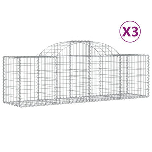 vidaXL Gabion Baskets with Arches 3 pcs. 200x50x60/80 cm Galvanized Iron
