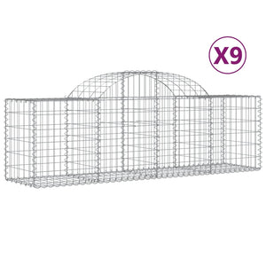 Gabionen mit Hochbogen 9 Stk. 200x50x60/80 cm Verzinktes Eisen