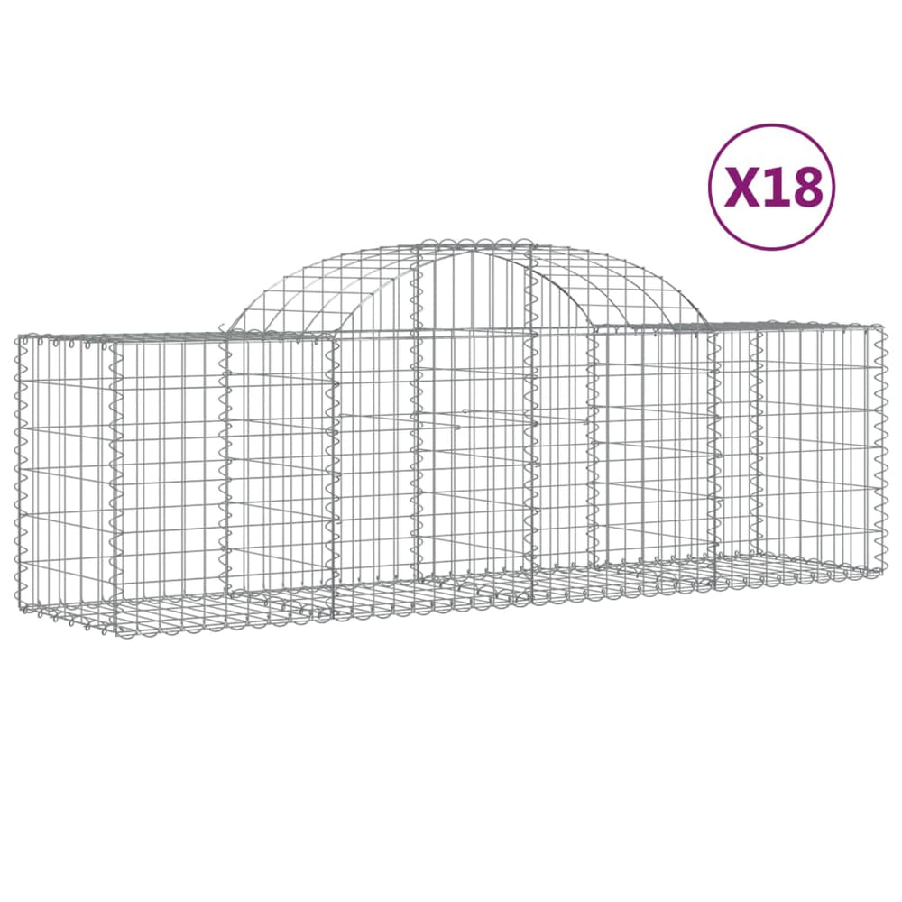 Gabionen mit Hochbogen 18 Stk. 200x50x60/80 cm Verzinktes Eisen