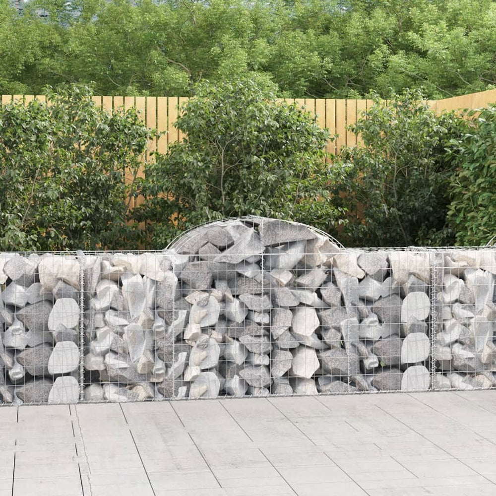 Gabionen mit Hochbogen 3 Stk. 200x50x80/100 cm Verzinktes Eisen