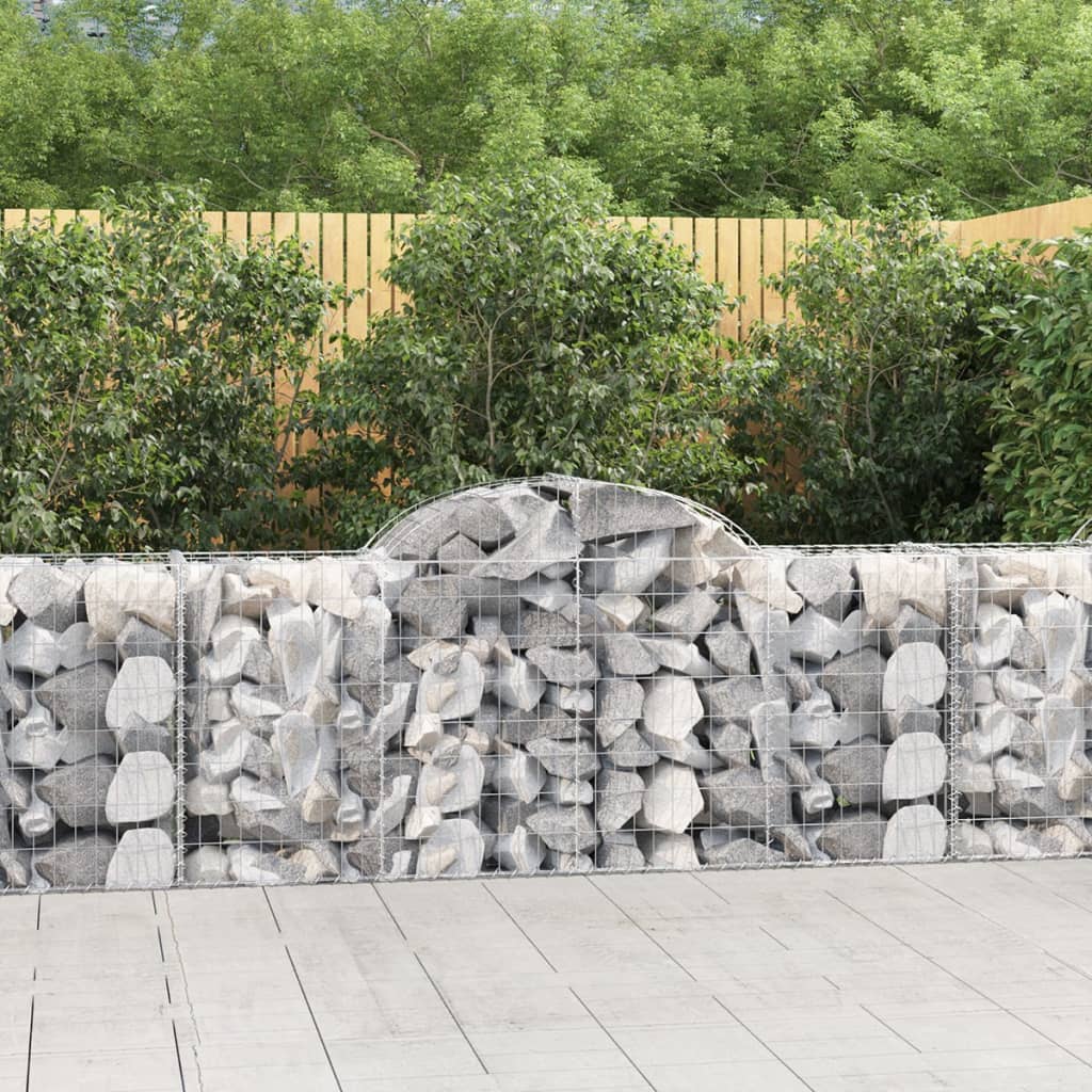 Gabionen mit Hochbogen 9 Stk. 200x50x80/100 cm Verzinktes Eisen