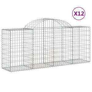 Gabionen mit Hochbogen 12 Stk. 200x50x80/100cm Verzinktes Eisen