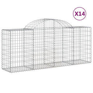 Gabionen mit Hochbogen 14 Stk. 200x50x80/100cm Verzinktes Eisen