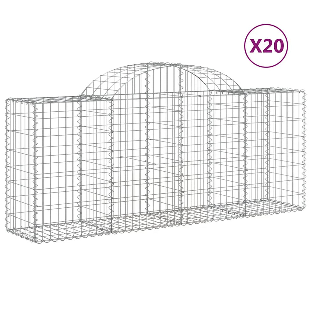 vidaXL Gabions with Arch 20 pcs 200x50x80/100cm Galvanized Iron