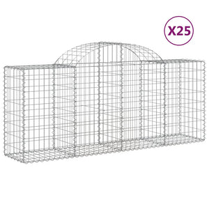 vidaXL Gabions with Arch 25 pcs. 200x50x80/100cm Galvanized Iron