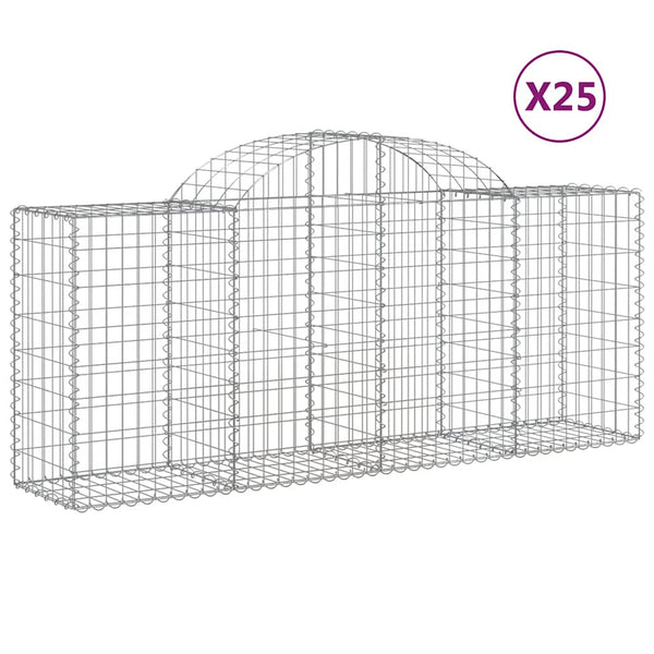 vidaXL Gabions with Arch 25 pcs. 200x50x80/100cm Galvanized Iron