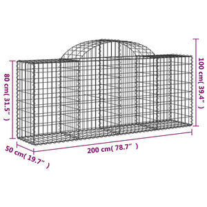 vidaXL Gabions with Arch 25 pcs. 200x50x80/100cm Galvanized Iron