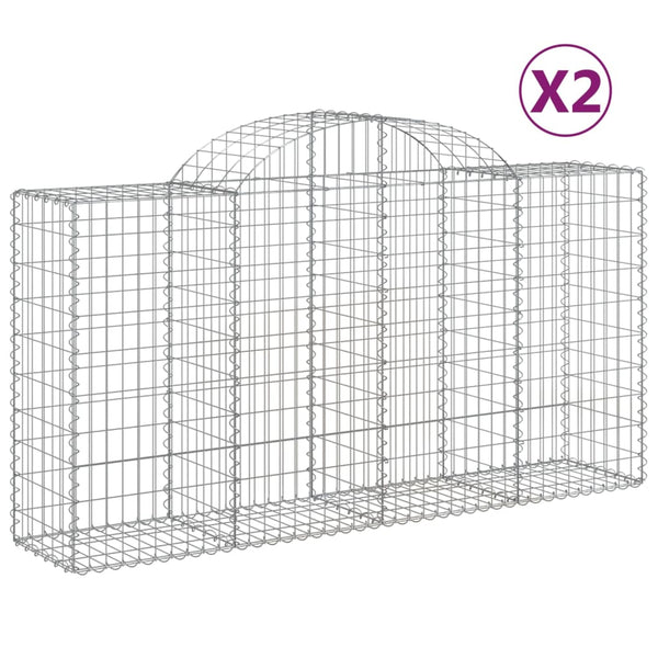 vidaXL Gabion Baskets with High Arch 2 pcs. 200x50x100/120cm Galvanized Iron