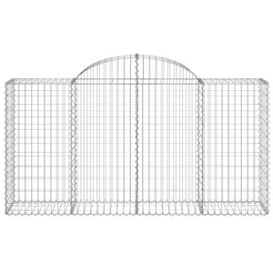 vidaXL Gabion Baskets with High Arch 2 pcs. 200x50x100/120cm Galvanized Iron