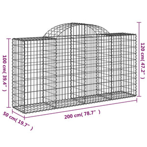 vidaXL Gabion Baskets with High Arch 2 pcs. 200x50x100/120cm Galvanized Iron