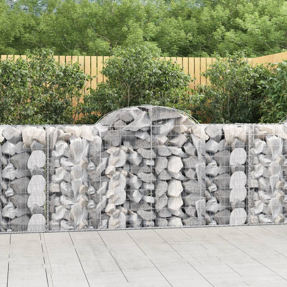 vidaXL Gabion Baskets with High Arch 2 pcs. 200x50x100/120cm Galvanized Iron