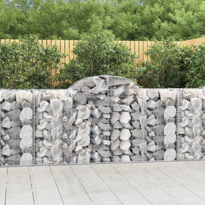 vidaXL Gabion Baskets with High Arch 2 pcs. 200x50x100/120cm Galvanized Iron